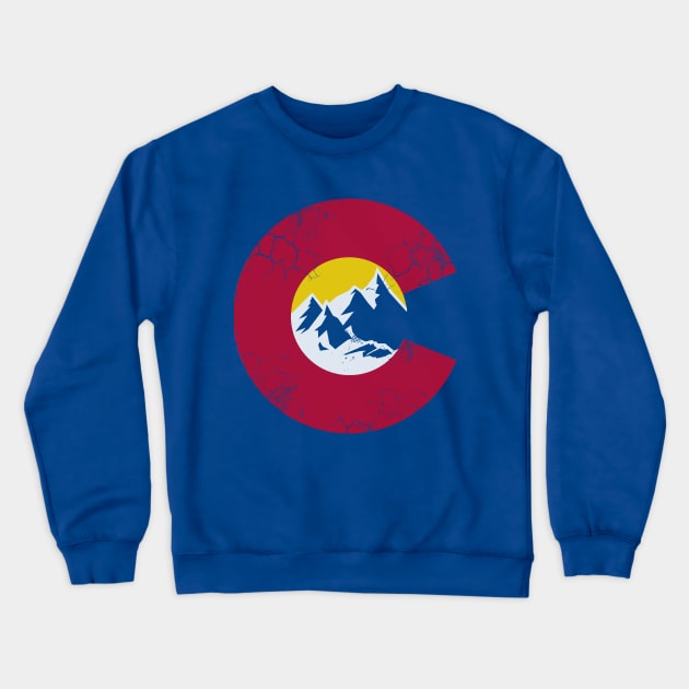 Colorado Mountains Flag Crewneck Sweatshirt by E